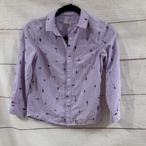 Kids Girls Purple Lavender Button-Up Hiking Active Palm Tree REI R.E.I. size 8